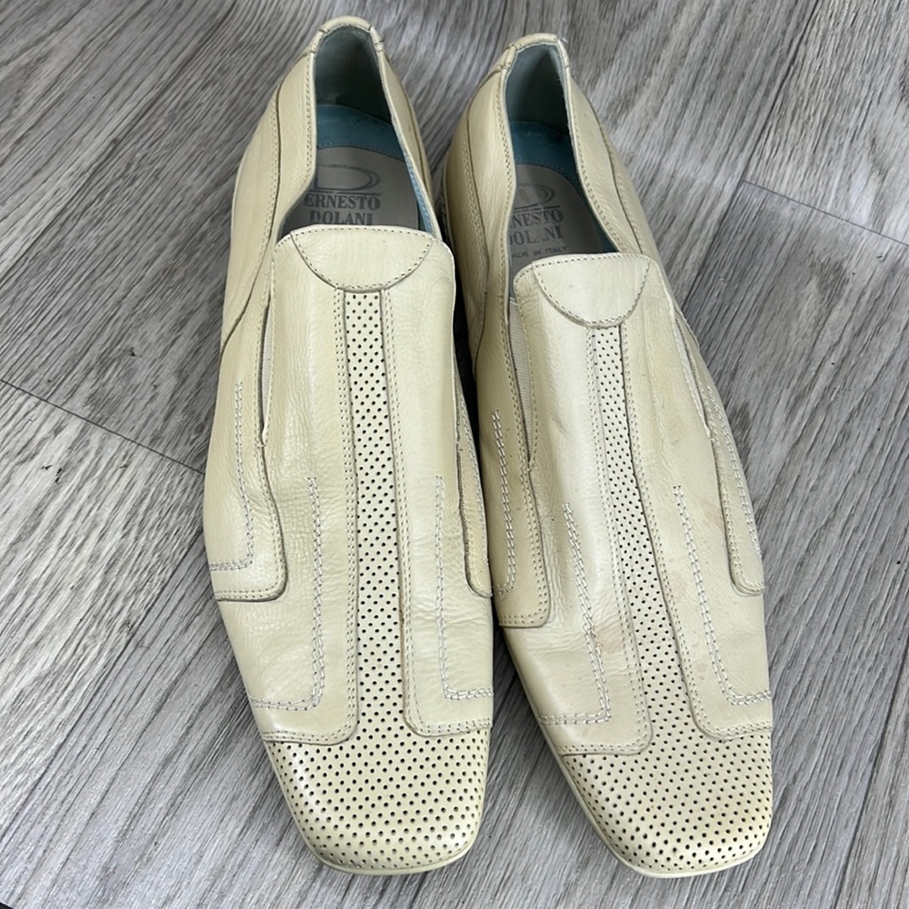 ERNESTO DOLLANI 6133 BEIGE LEATHER SLIP ON LOAFERS